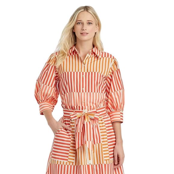 Who What Wear Tops Womenspuff Elbow Sleeve Button Down Shirt Who What Wear Coastal Pristine